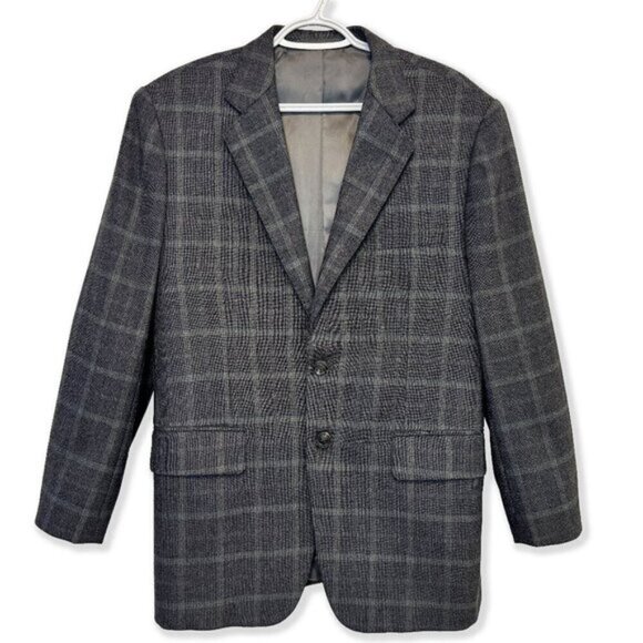 Vintage 80s Wool Plaid Blazer Hand-Tailored Maxwell’s Clothiers Jacket Academia - Picture 1 of 10